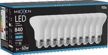 Mexen Nova 10x Bec LED E27, R63, 8W, Rece - 6500K, 840 lm - L104-E27-0865-01x10