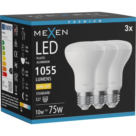 Mexen Nova 3x Bec LED E27, R63, 10W, Cald - 3000K, 1055 lm - L104-E27-1030-01x03