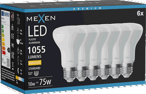 Mexen Nova 6x Bec LED E27, R63, 10W, Caldă - 3000K, 1055 lm - L104-E27-1030-01x06