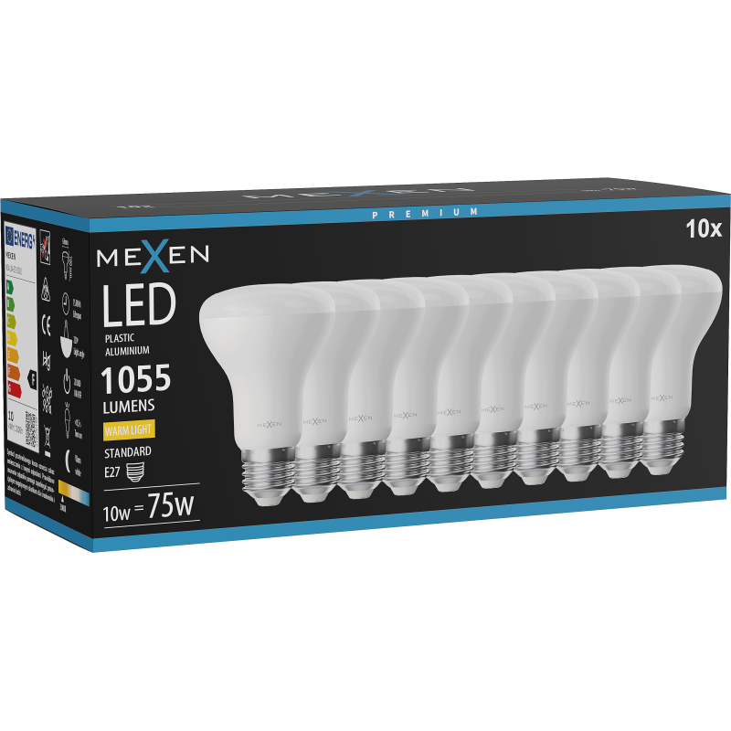Mexen Nova 10x Bec LED E27, R63, 10W, Caldă - 3000K, 1055 lm - L104-E27-1030-01x10