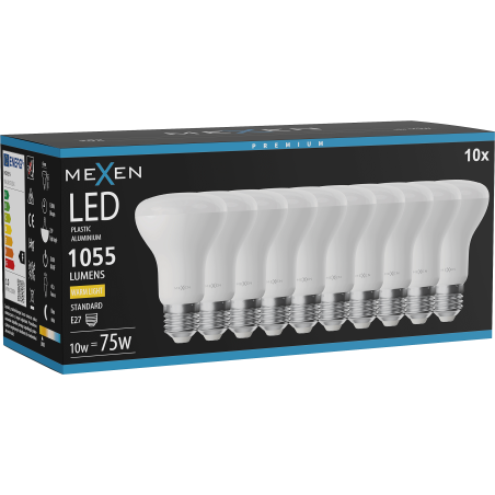 Mexen Nova 10x Bec LED E27, R63, 10W, Caldă - 3000K, 1055 lm - L104-E27-1030-01x10
