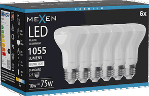 Mexen Nova 6x Bec LED E27, R63, 10W, Neutru - 4000K, 1055 lm - L104-E27-1040-01x06