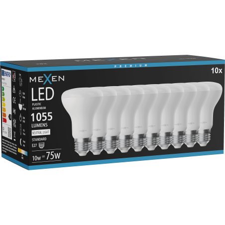 Mexen Nova 10x LED izzó E27, R63, 10W, Semleges - 4000K, 1055 lm - L104-E27-1040-01x10