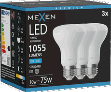 Mexen Nova 3x Bec LED E27, R63, 10W, Rece - 6500K, 1055 lm - L104-E27-1065-01x03