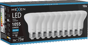 Mexen Nova 10x Bec LED E27, R63, 10W, Rece - 6500K, 1055 lm - L104-E27-1065-01x10