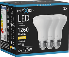 Mexen Nova 3x LED izzó E27, R63, 12W, Meleg - 3000K, 1260 lm - L104-E27-1230-01x03