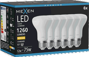 Mexen Nova 6x Bec LED E27, R63, 12W, Cald - 3000K, 1260 lm - L104-E27-1230-01x06