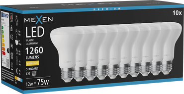 Mexen Nova 10x LED izzó E27, R63, 12W, Meleg - 3000K, 1260 lm - L104-E27-1230-01x10