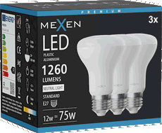 Mexen Nova 3x Bec LED E27, R63, 12W, Neutru - 4000K, 1260 lm - L104-E27-1240-01x03