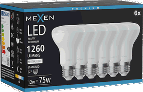 Mexen Nova 6x Bec LED E27, R63, 12W, Neutru - 4000K, 1260 lm - L104-E27-1240-01x06