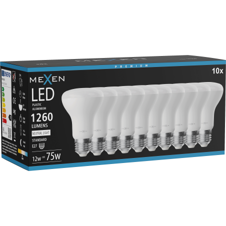 Mexen Nova 10x Bec LED E27, R63, 12W, Neutru - 4000K, 1260 lm - L104-E27-1240-01x10