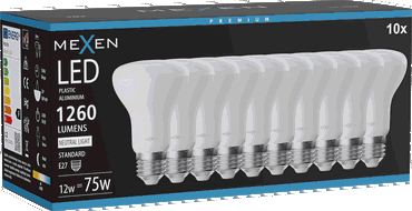 Mexen Nova 10x Bec LED E27, R63, 12W, Neutru - 4000K, 1260 lm - L104-E27-1240-01x10