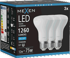 Mexen Nova 3x Bec LED E27, R63, 12W, Rece - 6500K, 1260 lm - L104-E27-1265-01x03