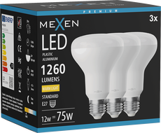 Mexen Nova 3x LED izzó E27, R80, 12W, Meleg - 3000K, 1260 lm - L105-E27-1230-01x03