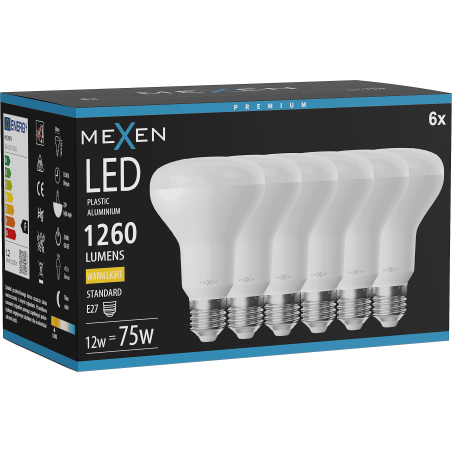 Mexen Nova 6x Bec LED E27, R80, 12W, Caldă - 3000K, 1260 lm - L105-E27-1230-01x06