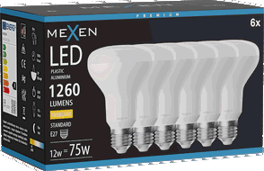 Mexen Nova 6x Bec LED E27, R80, 12W, Caldă - 3000K, 1260 lm - L105-E27-1230-01x06