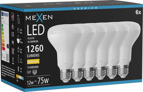 Mexen Nova 6x LED izzó E27, R80, 12W, Meleg - 3000K, 1260 lm - L105-E27-1230-01x06