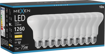 Mexen Nova 10x LED izzó E27, R80, 12W, Meleg - 3000K, 1260 lm - L105-E27-1230-01x10