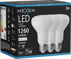 Mexen Nova 3x LED izzó E27, R80, 12W, Semleges - 4000K, 1260 lm - L105-E27-1240-01x03