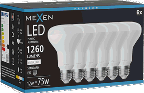 Mexen Nova 6x Bec cu LED E27, R80, 12W, Neutru - 4000K, 1260 lm - L105-E27-1240-01x06