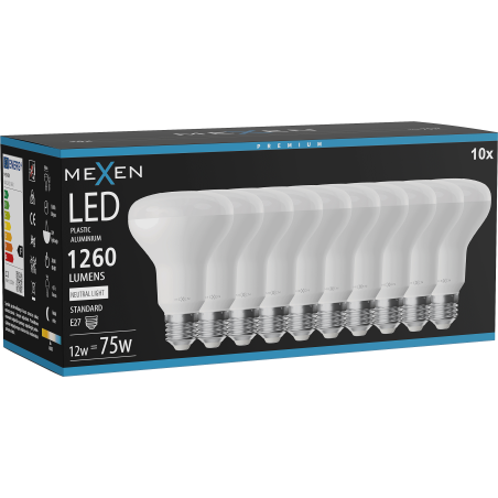 Mexen Nova 10x LED izzó E27, R80, 12W, Semleges - 4000K, 1260 lm - L105-E27-1240-01x10