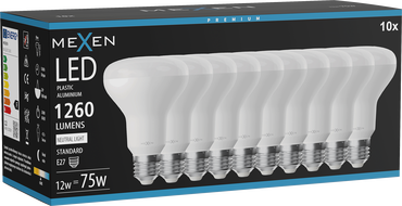 Mexen Nova 10x LED izzó E27, R80, 12W, Semleges - 4000K, 1260 lm - L105-E27-1240-01x10
