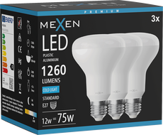 Mexen Nova 3x LED Izzó E27, R80, 12W, Hideg - 6500K, 1260 lm - L105-E27-1265-01x03