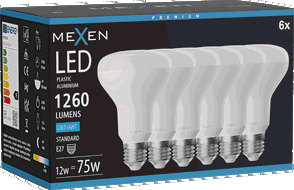 Mexen Nova 6x Bec LED E27, R80, 12W, Rece - 6500K, 1260 lm - L105-E27-1265-01x06