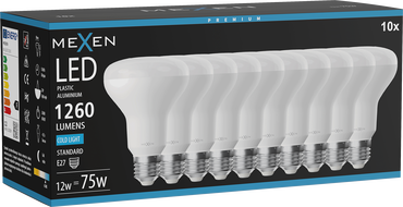 Mexen Nova 10x LED izzó E27, R80, 12W, Hideg - 6500K, 1260 lm - L105-E27-1265-01x10