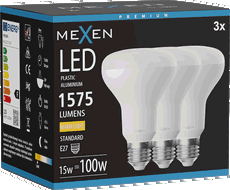 Mexen Nova 3x Bec LED E27, R80, 15W, Caldă - 3000K, 1575 lm - L105-E27-1530-01x03