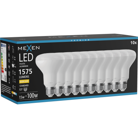 Mexen Nova 10x LED izzó E27, R80, 15W, Meleg - 3000K, 1575 lm - L105-E27-1530-01x10