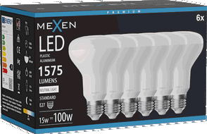 Mexen Nova 6x Bec LED E27, R80, 15W, Neutru - 4000K, 1575 lm - L105-E27-1540-01x06