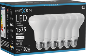 Mexen Nova 6x LED Izzó E27, R80, 15W, Semleges - 4000K, 1575 lm - L105-E27-1540-01x06