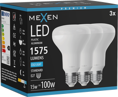 Mexen Nova 3x LED izzó E27, R80, 15W, Hideg - 6500K, 1575 lm - L105-E27-1565-01x03