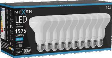 Mexen Nova 10x Bec LED E27, R80, 15W, Rece - 6500K, 1575 lm - L105-E27-1565-01x10