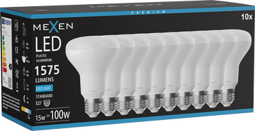 Mexen Nova 10x LED izzó E27, R80, 15W, Hideg - 6500K, 1575 lm - L105-E27-1565-01x10