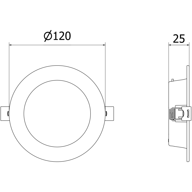 Mexen LDRR beépített LED-es mennyezeti panel downlight, 12 cm átmérő, 6W, Hideg - 6500K, 600 lm, fehér - L210-012-0665-20