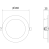Mexen LDRR panou de tavan LED îngropat fi 14 cm, 9W, Neutru - 4000K, 720 lm, negru - L210-014-0940-70