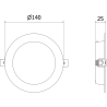 Mexen LDRR panou tavan downlight LED încastrat fi 14 cm, 9W, Rece - 6500K, 990 lm, alb - L210-014-0965-20