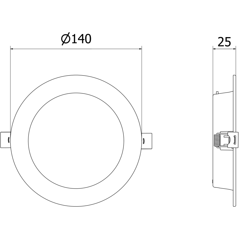 Mexen LDRR panel de tavan incastrat LED rotund 14 cm, 9W, Rece - 6500K, 720 lm, negru - L210-014-0965-70