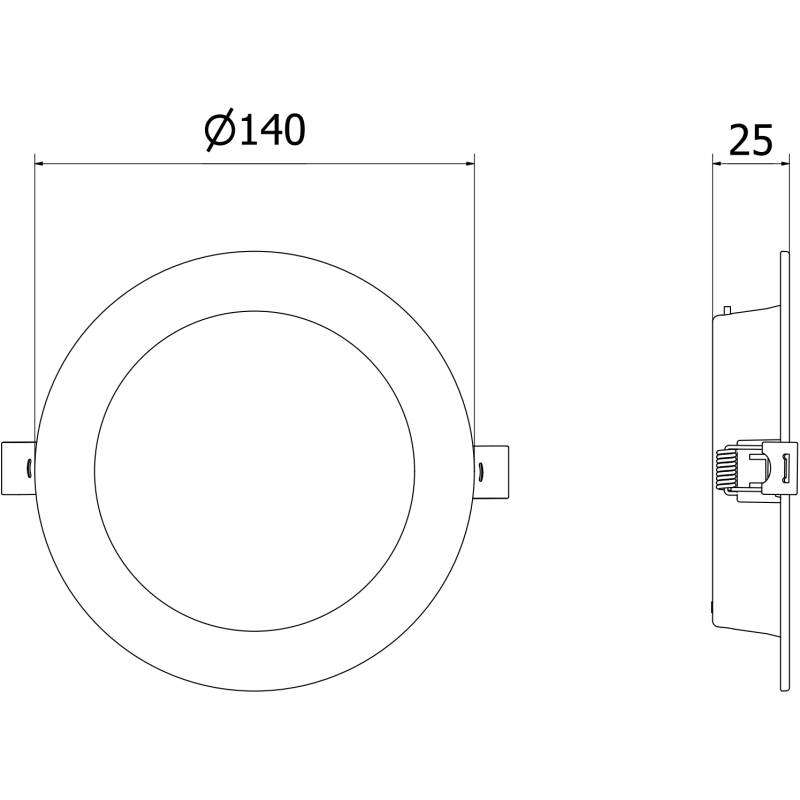 Mexen LDRR süllyesztett mennyezeti LED beépíthető panel, átmérő 14 cm, 9W, Hideg - 6500K, 720 lm, fekete