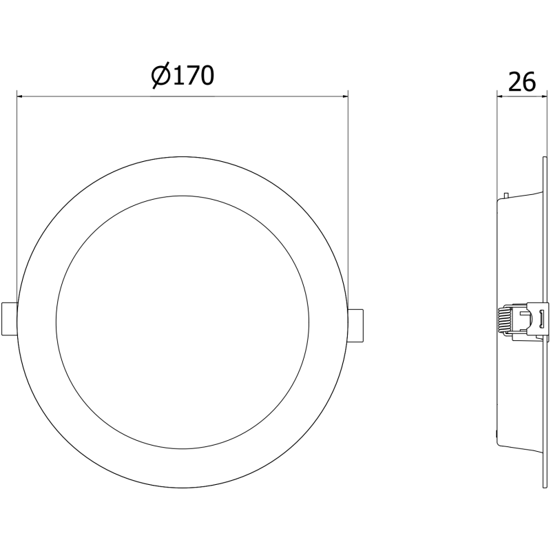 Mexen LDRR mennyezeti LED süllyesztett panel, 17 cm, 12W, Hideg - 6500K, 1320 lm, fehér - L210-017-1265-20