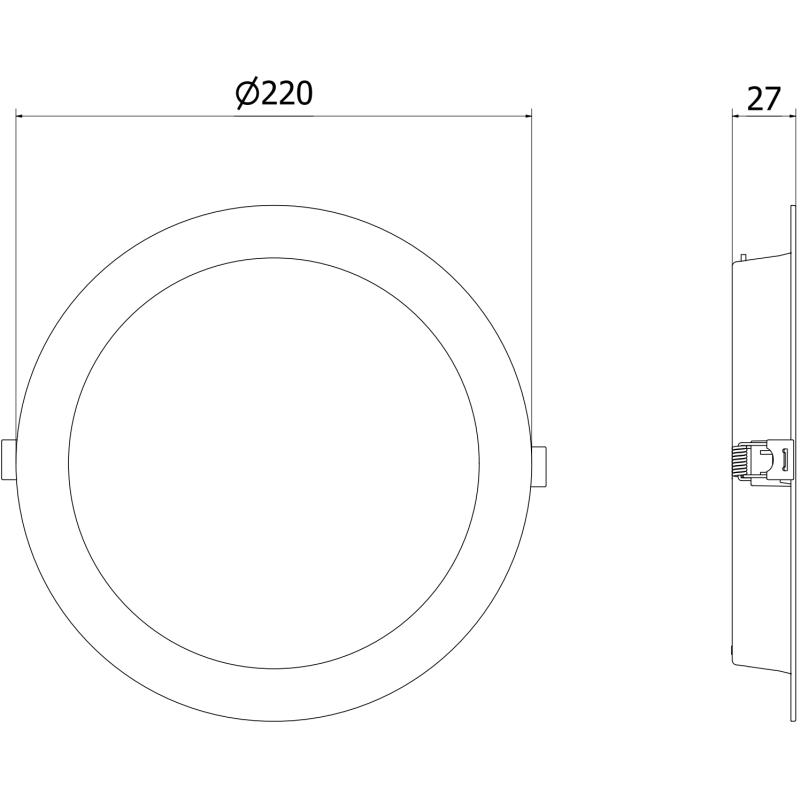 Mexen LDRR panou plafon incandescent LED încastrat fi 22 cm, 18W, Neutru - 4000K, 1980 lm, alb - L210-022-1840-20
