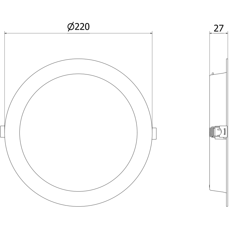 Mexen LDRR mennyezeti LED süllyesztett downlight panel, kör Ø 22 cm, 18W, Hideg - 6500K, 1440 lm, fekete - L210-022-1865-70