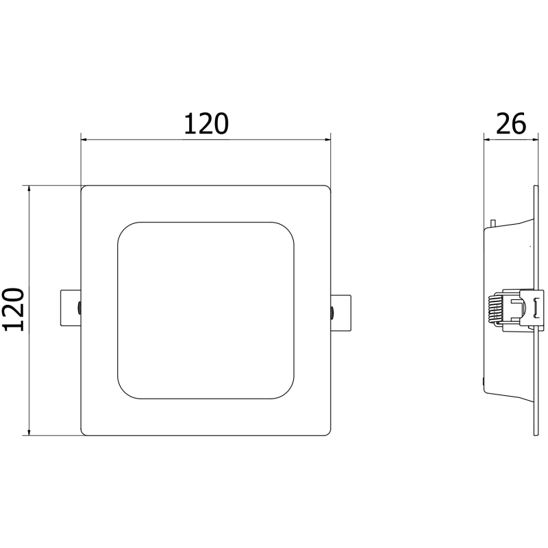Mexen LDRR panou de plafon LED încastrat 12 x 12 cm, 6W, Neutru - 4000K, 600 lm, alb - L211-012-0640-20