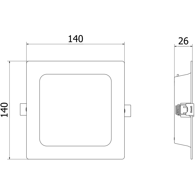 Mexen LDRR panou plafon LED downlight încastrat 14 x 14 cm, 9W, Neutru - 4000K, 990 lm, alb - L211-014-0940-20