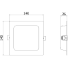 Mexen LDRR panou plafon încastrat LED downlight 14 x 14 cm, 9W, Neutru - 4000K, 720 lm, negru - L211-014-0940-70