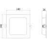 Mexen LDRR 14 x 14 cm-es, 9W, Hideg - 6500K, 720 lm, fekete süllyeszthető LED mennyezeti panel - L211-014-0965-70
