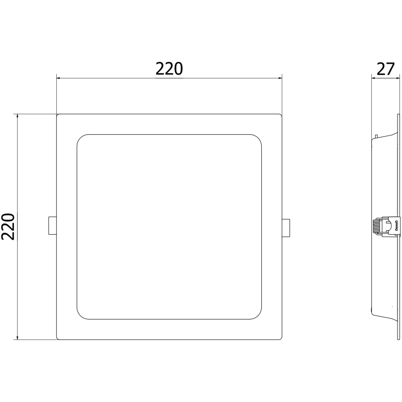 Mexen LDRR panou LED downlight plafonieră încastrată 22 x 22 cm, 18W, Neutră - 4000K, 1980 lm, alb - L211-022-1840-20
