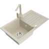 Mexen Pablo chiuvetă de granit cu 1 compartiment și scurgător, cu baterie de bucătărie Rita, bej - 6510-69-670300-69